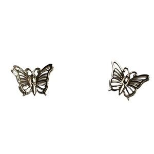 Vintage Beaucraft Womens Sterling Silver Filligree Buttlerfly Earrings 60s-70s